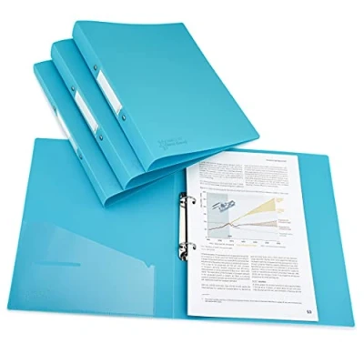 Afbeelding van Rapesco 1664 Germ Savvy antibacterieel, polypropyleen map met 2 ringen, 25 mm, A4, een rug van 35 turquoise, 4 stuks