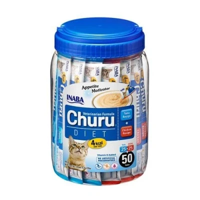 Afbeelding van INABA Churu Nourrish Chicken and Tuna Kattensnoepje 50x14 g