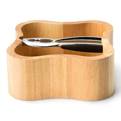 Afbeelding van Continenta 2 delige Notenkrakerset Rubberhout Vierkant 24,5x24,5xH5cm