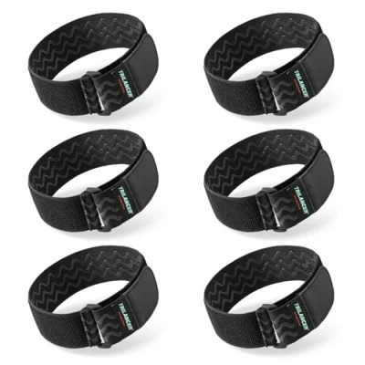 Afbeelding van Trilancer Elastische band met antislipbanden, 36 x 5 cm (6 stuks), duurzaam, veelzijdig inzetbaar, klittenband voor verlengingen, kabels, touwen, tuinslangen, fietsen