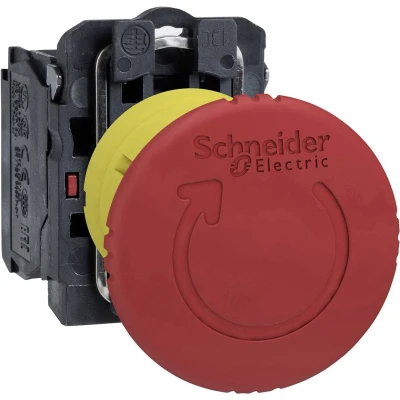 Afbeelding van Schneider Electric XB5AS8444 Noodstopschakelaar Metalen frontring, Met NOT AUS schakelaar, Rond, Terugstelbaar, Vergrendelbaar 120 V/AC 6 A 2x NC IP66, IP67,