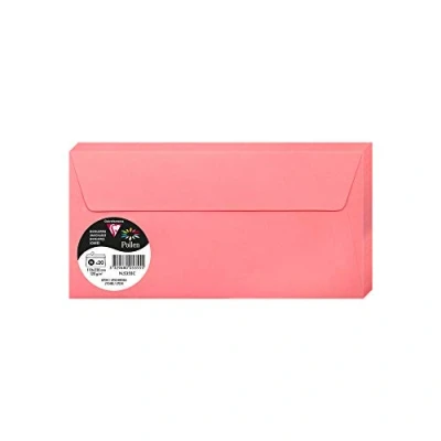 Afbeelding van Clairefontaine 5355C, verpakking met 20 zelfklevende enveloppen, formaat DL, 11 x 22 cm, 120 g/m², kleur: lychee, uitnodiging voor evenementen en overeenkomst, Pollen serie, glad papier van hoge