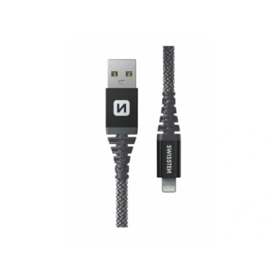 Afbeelding van Swissten Kevlar USB A naar Lightning kabel Geschikt voor iPhone 7/8/X/11/12/13/14 1.5M Zwart