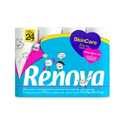 Afbeelding van RENOVA SkinCare Toiletpapier, 3 laags, wit, 24 rollen