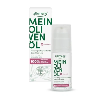 Afbeelding van alkmene gezichtscrème voor de droge huid 50 ml 100% bevestigt het gevoel van een gladde Veganistische met olijfolie gezicht