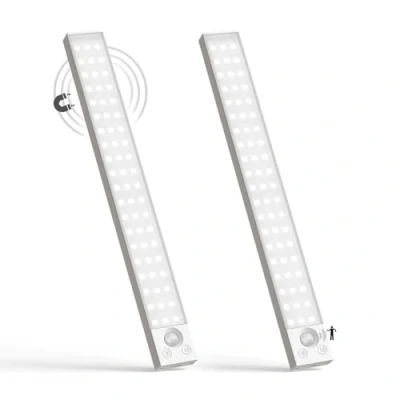 Afbeelding van LQWELL® kastlamp met bewegingsmelder, 54 leds, 32 cm, 1800 mAh, oplaadbaar, dimbaar, voor keuken, kast, boekenkast, slaapkamer (wit, 2 stuks)