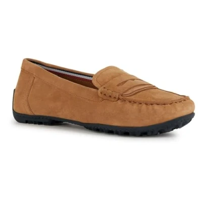 Afbeelding van Geox Kosmopolis GRIP Mocassins, Dames, Maat: 39.5, Camel Veloursleer