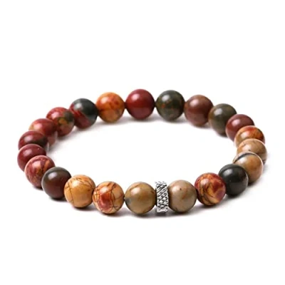 Afbeelding van OZ Jewels Picasso Jasper Kralenarmband Natuurstenen Elastisch