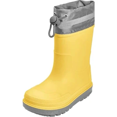 Image de Playshoes Bottes de pluie unisexes pour enfant en caoutchouc doublées, Doublure jaune, 21 EU