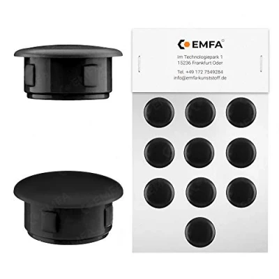 Afbeelding van Stop voor bevestigingsgat: diameter 10 mm, zwart (RAL 9005), stuks, kopbreedte 13 gat 1 cm EMFA®