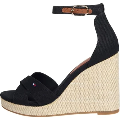 Afbeelding van Tommy Hilfiger FLAG HIGH Sandalen met sleehak, Dames, Maat: 38, Black Textiel