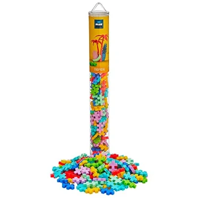 Afbeelding van Plus Tropical Mix Tube Constructiespeelgoed Set Met Bouwstenen 100 Delige Bouwset Bouwspeelgoed Vanaf 3 Jaar
