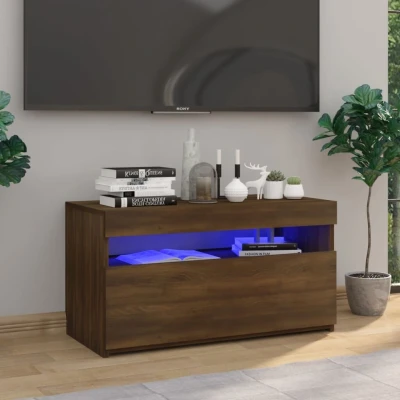 Afbeelding van Tv meubel met LED verlichting 75x35x40 cm bruin eikenkleur