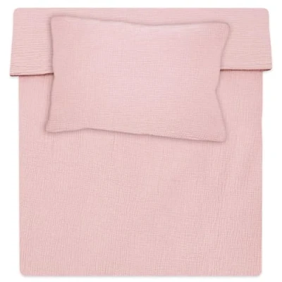 Afbeelding van Chiffon kinderdekbedovertrek 100 x 135 cm beddengoedset voor kinderen kussensloop 60 40 poederroze