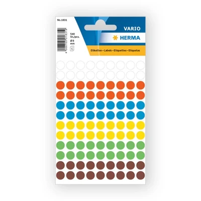 Image de HERMA étiquettes multi usages, diam.: 8 mm, assorties, rond, pqt 540