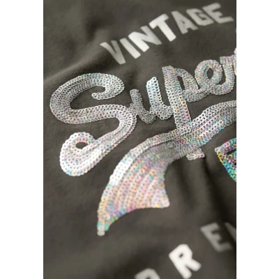 Afbeelding van Superdry Embellished VL Graphic Tshirt print, Dames, Maat: 36, Washed black