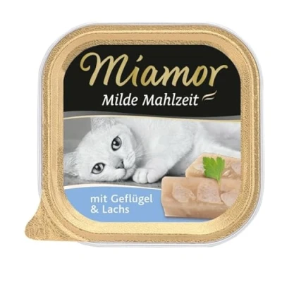 Afbeelding van 6x100g Milde Maaltijd Gevogelte puur &amp; Zalm Miamor Kattenvoer