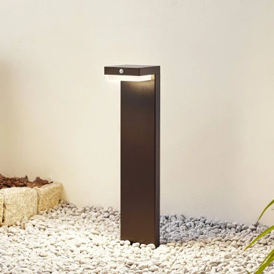 Afbeelding van Lindby LED sokkellamp Eleazar, zwart, aluminium, sensor
