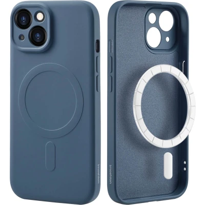 Afbeelding van iMoshion Hoesje Geschikt voor iPhone 15 Siliconen Color Backcover MagSafe Donkerblauw