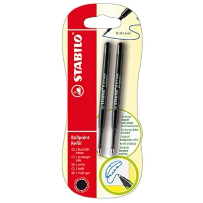 Afbeelding van Set van 2 STABILO Ballpoint balpenvullingen bijv. voor Pointball en SMARTball zwart