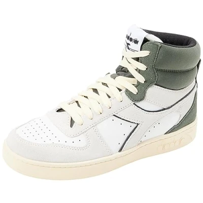 Afbeelding van Diadora Magic Basket MID Unisex Sneakers hoog, Maat: 44, White/dark forest Leer en textiel