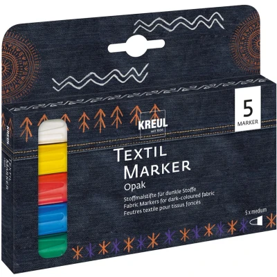 Afbeelding van Javana Textielstiften set Texi Max 5 kleuren markers Textiel stiften met 2 tot 4 mm brede lijnen