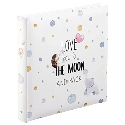 Image de Hama Album Livre Photo bébé &quot;To The Moon&quot; à personnaliser (Photo de naissance, baptême, Cadeau d&#039;anniversaire enfant, Idéal scrapbooking, 25 x cm, 50 Pages blanches, Max. 100 Photos 10x15 cm)