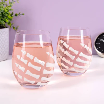 Afbeelding van Glas Met Skelethand (set Van 2)