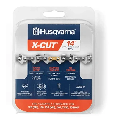 Afbeelding van Husqvarna X Cut S93G zaagketting, 35,6 cm, 9,5 mm hoogte, 127 cm kaliber, reservemes met 52 aandrijfschakels, vooruitgerekt en lage terugloop, grijs