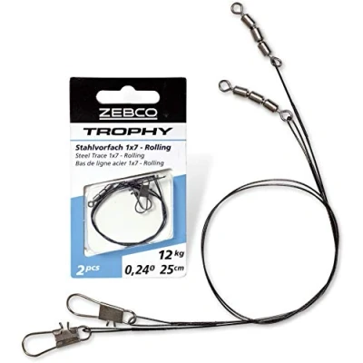 Afbeelding van Zebco Trophy Steel Trace 1x7 Rolling (2 pcs) Maat : 25cm 6 kilo