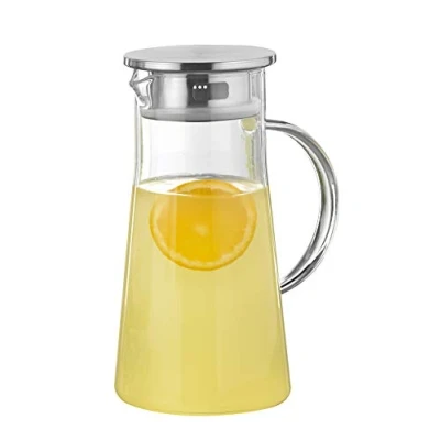 Afbeelding van Glazen karaf PORTO, borosilicaatglas, hittebestendig, 1 l, H 226 x ø 108 mm, siliconen afdichting, met handvat