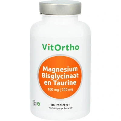 Afbeelding van VitOrtho Magnesium bisglycinaat 100 mg en taurine 200 tabletten