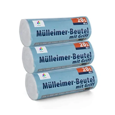 Afbeelding van Premiumline 120 stuks vuilniszakken 20 liter afmeting 50 x 51 cm bijzonder scheurvast en waterdicht met draaggreep / handvat