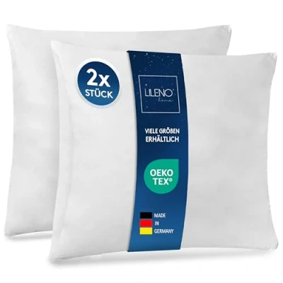 Afbeelding van LILENO HOME 2 stuks kussenslopen 80 x cm, binnenkussen wasbaar op 40 C, geschikt voor allergieën, polyestervulling als bankkussen, cocktailkussen en kussen