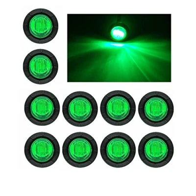 Afbeelding van BOOMBOOST 10 stuks 1,9 cm ronde zijmarkeringslichten, 3 leds, waterdicht, 12 V, universeel, voor auto, aanhanger, vrachtwagen, bus, bestelwagen, groen