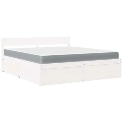 Image de vidaXL Lit avec tiroirs et matelas blanc 180x200 cm bois massif de pin3281890