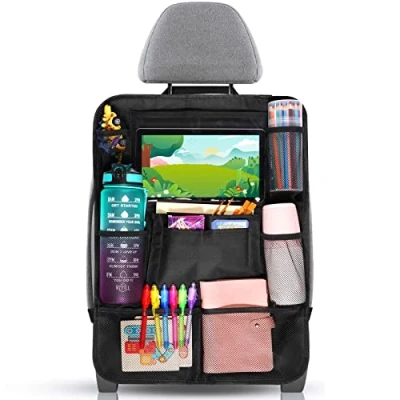 Afbeelding van Diboniur organizer voor de auto, kinderen, opslag met 10 vakken, bescherming tablet iPad 24,63 cm en 26,67 cm, flessen, speelgoed, boeken, zwart