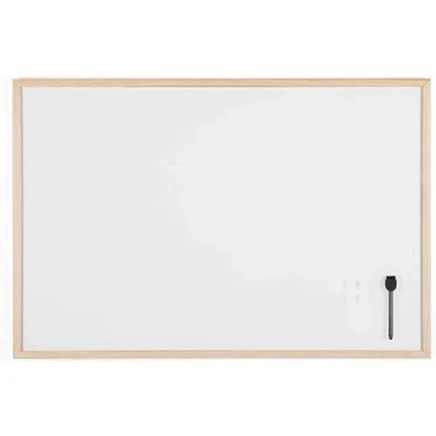 Afbeelding van Bi Office Budget whiteboard, magnetisch, 90 x 60 cm, met 1 marker en 2 magneten, memoboard houten frame gelakt stalen oppervlak