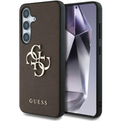 Afbeelding van Guess 4G Metal Logo Saffiano Backcover voor de Samsung Galaxy S25 Plus Brown