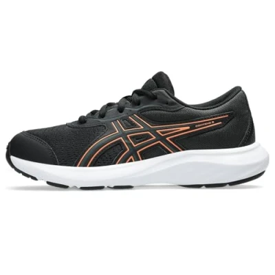 Afbeelding van Asics Gelcontend 9 GS Unisex Hardloopschoenen voor op de weg kinderen, Maat: 32.5, Black/saxon green Textiel/ synthetisch