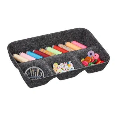 Afbeelding van Relaxdays lade organizer vilt 5,5 x 29,5 19 cm 4 vakken donkergrijs