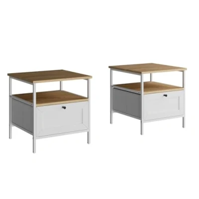 Afbeelding van Vicco Nachtkastje Lunis, Wit, 45 x 47 cm Set van 2