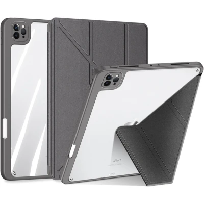 Afbeelding van Dux Ducis Hoes geschikt voor Apple iPad Pro 13 (2024) Magneet sluiting Auto Sleep/Wake functie Met Pencil houder Grijs