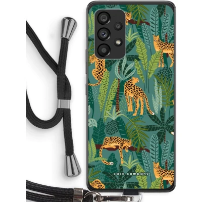 Afbeelding van Case Company® hoesje met Koord geschikt voor Samsung Galaxy A53 5G Luipaard 2 Telefoonhoesje Zwart Bescherming aan alle Kanten en Over de Schermrand