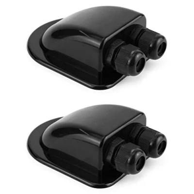 Afbeelding van QWORK 2 stuks dakdoorvoer IP68 waterdicht ABS solar dubbele kabelgoot voor satelliet airconditioning camper caravan boot, zwart