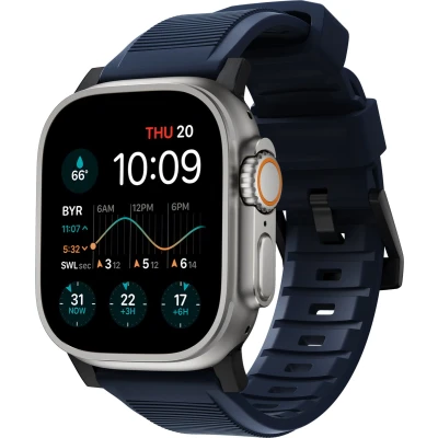 Afbeelding van Nomad Rugged Band geschikt voor Apple watch 45/49 Black Atlantic Blue