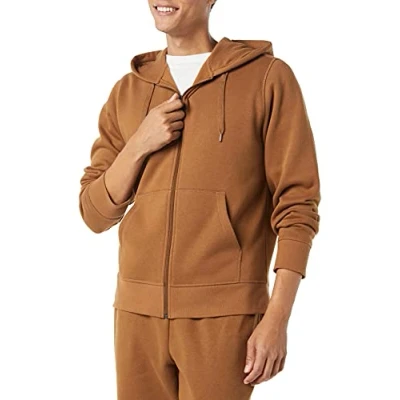 Image de Amazon Essentials Sweat shirt à capuche en polaire avec fermeture éclair intégrale (grandes tailles disponibles) Men&#039;s, Brun Caramel, XL