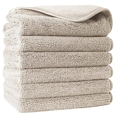 Afbeelding van Polyte 6 gezichtshanddoeken microvezel pluisvrij beige 33 x cm