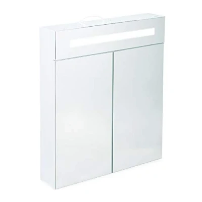 Afbeelding van Relaxdays LED spiegelkast badkamerkast stopcontact hangende kast 2 deuren