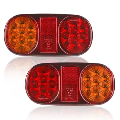 Afbeelding van AOHEWEI 2 stuks universele achterlichten voor aanhangers, led, remlicht, 12 V, waterdicht, stopverlichting vrachtwagen, aanhanger, caravan, bestelwagen of tractor (14 led chips, stuks)